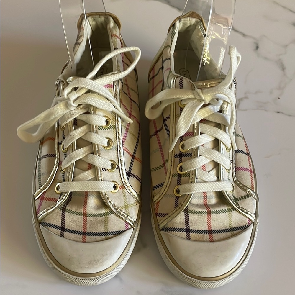 Coach Gold and Plaid Sneakers - Picture 3 of 6